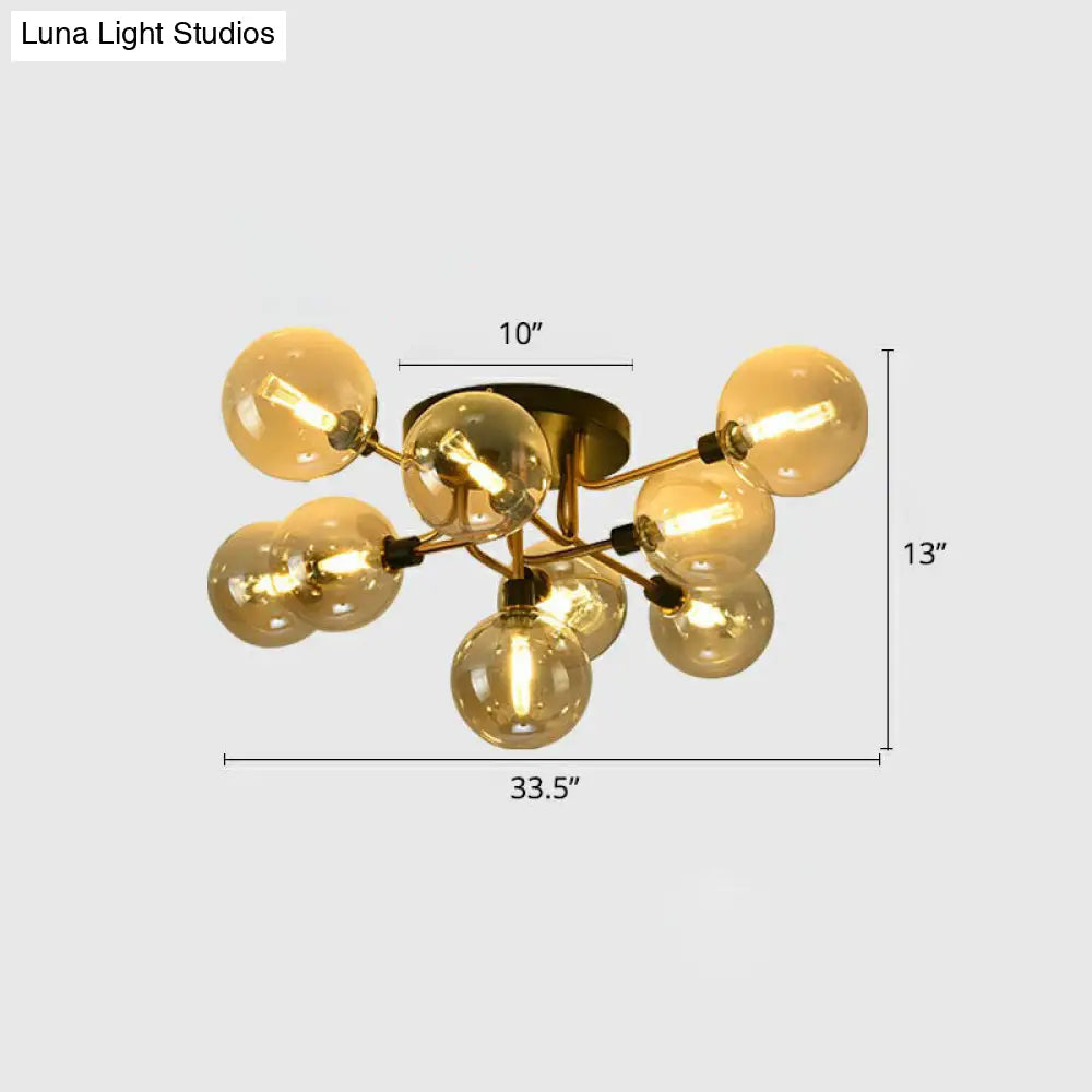 DecorBites™ DecorBites™ Modern Glass Semi Flush Mount Ceiling Light Fixture - Bubbles, Black Finish - Bedroom Lighting