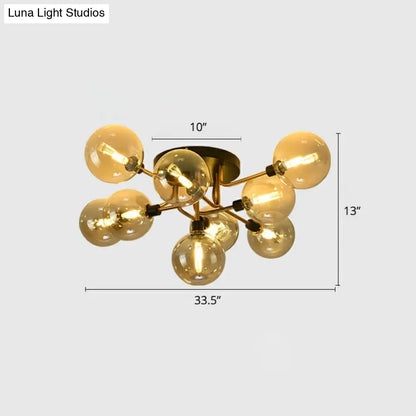 DecorBites™ DecorBites™ Modern Glass Semi Flush Mount Ceiling Light Fixture - Bubbles, Black Finish - Bedroom Lighting