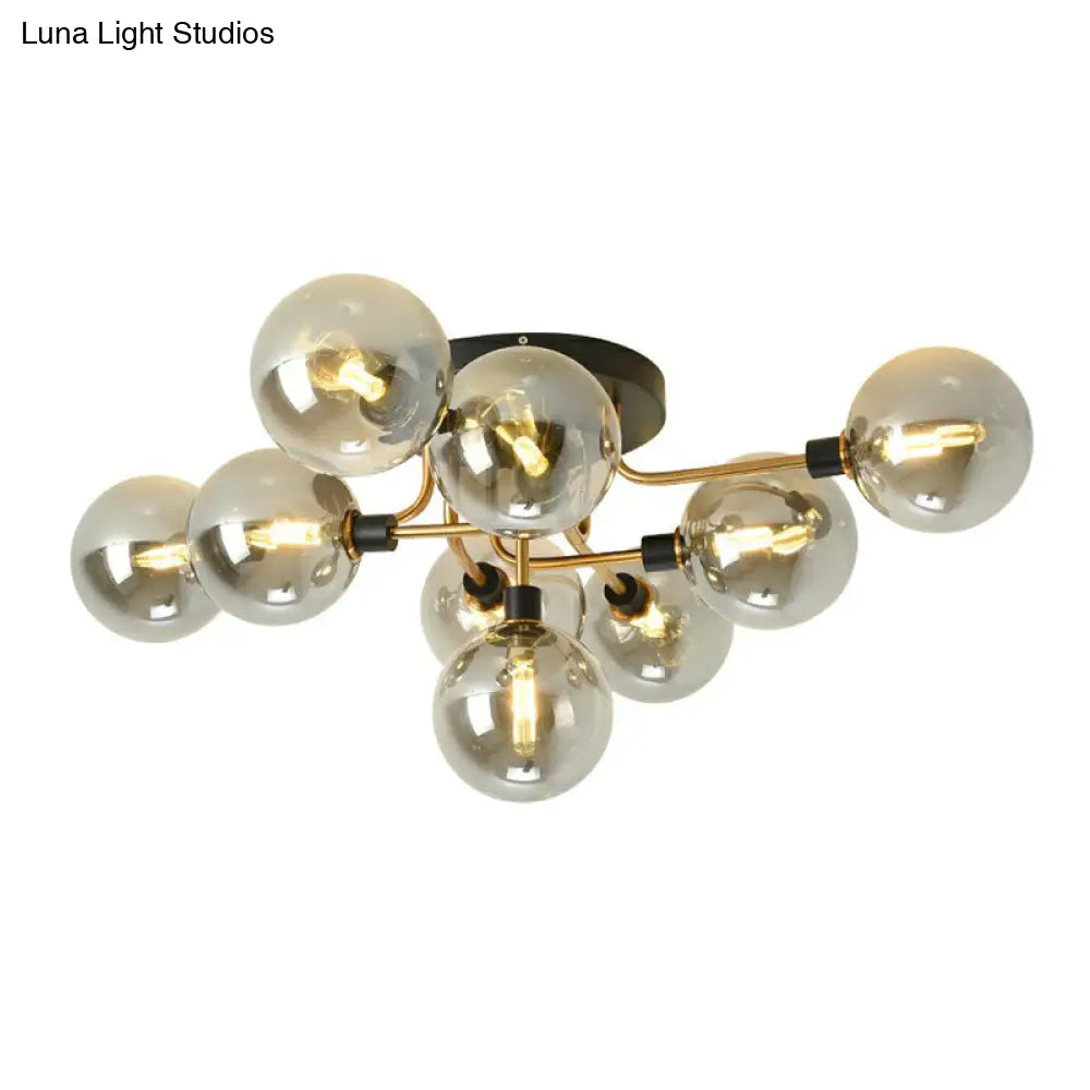 DecorBites™ DecorBites™ Modern Glass Semi Flush Mount Ceiling Light Fixture - Bubbles, Black Finish - Bedroom Lighting