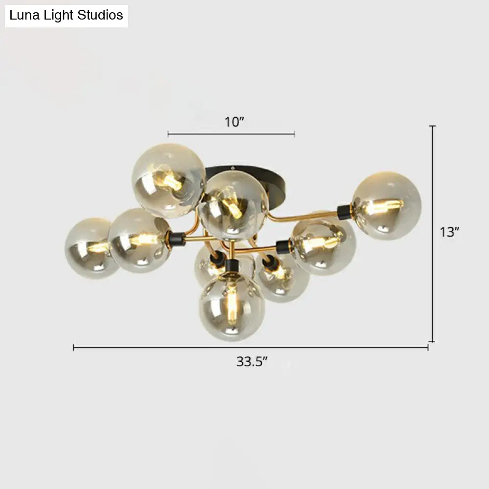 DecorBites™ DecorBites™ Modern Glass Semi Flush Mount Ceiling Light Fixture - Bubbles, Black Finish - Bedroom Lighting