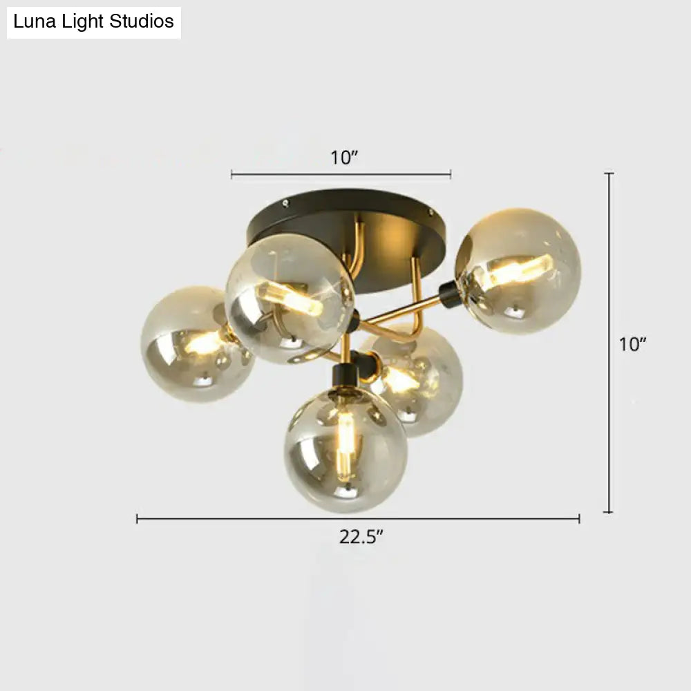DecorBites™ DecorBites™ Modern Glass Semi Flush Mount Ceiling Light Fixture - Bubbles, Black Finish - Bedroom Lighting