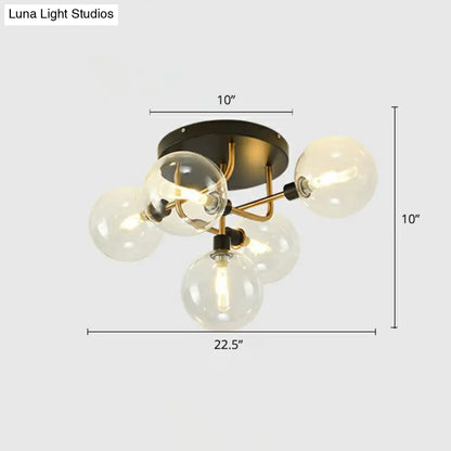 DecorBites™ DecorBites™ Modern Glass Semi Flush Mount Ceiling Light Fixture - Bubbles, Black Finish - Bedroom Lighting
