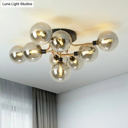DecorBites™ DecorBites™ Modern Glass Semi Flush Mount Ceiling Light Fixture - Bubbles, Black Finish - Bedroom Lighting