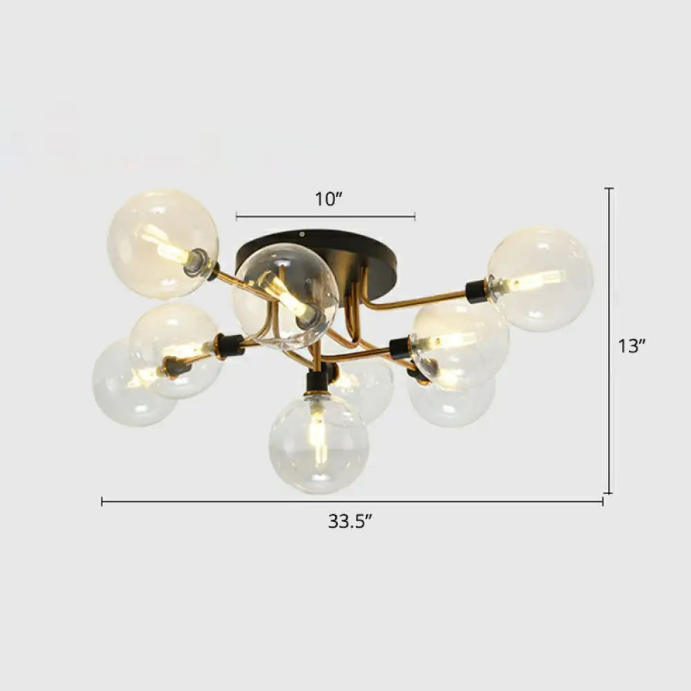 DecorBites™ DecorBites™ Modern Glass Semi Flush Mount Ceiling Light Fixture - Bubbles, Black Finish - Bedroom Lighting