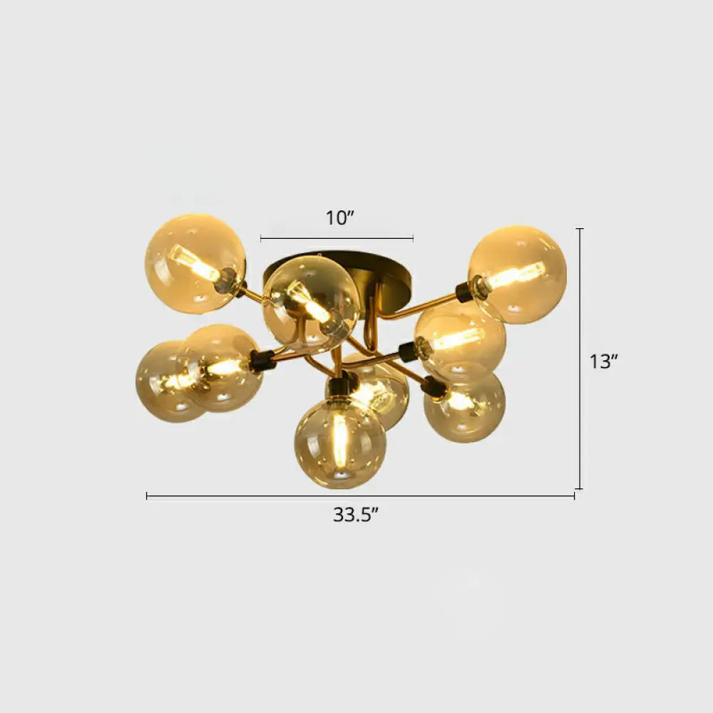 DecorBites™ DecorBites™ Modern Glass Semi Flush Mount Ceiling Light Fixture - Bubbles, Black Finish - Bedroom Lighting