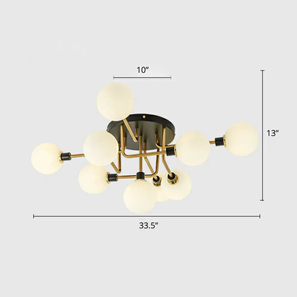 DecorBites™ DecorBites™ Modern Glass Semi Flush Mount Ceiling Light Fixture - Bubbles, Black Finish - Bedroom Lighting