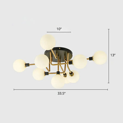 DecorBites™ DecorBites™ Modern Glass Semi Flush Mount Ceiling Light Fixture - Bubbles, Black Finish - Bedroom Lighting