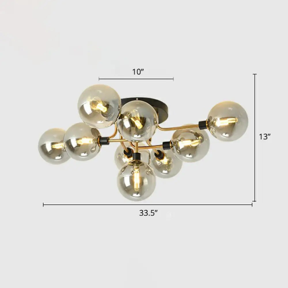 DecorBites™ DecorBites™ Modern Glass Semi Flush Mount Ceiling Light Fixture - Bubbles, Black Finish - Bedroom Lighting