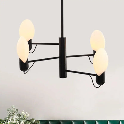 Lámpara de araña moderna con pantalla de cristal - Lámpara colgante ajustable de 4 luces en negro/dorado