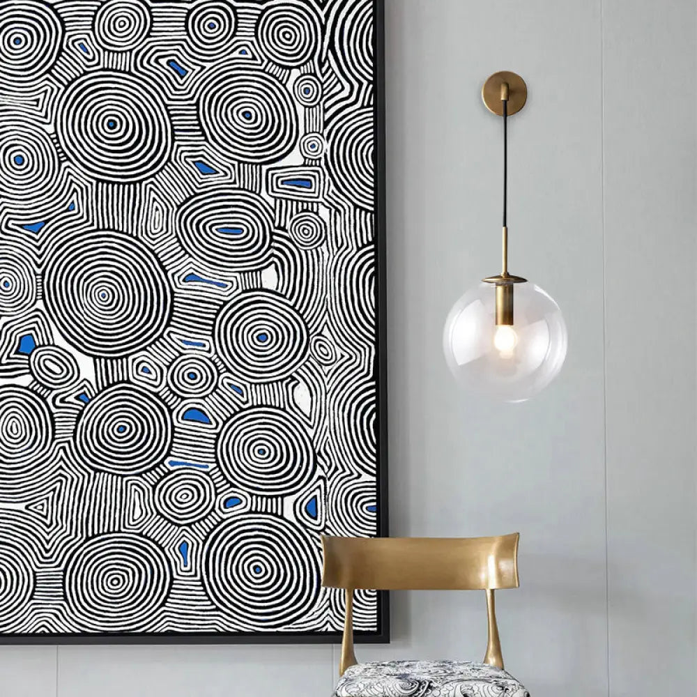 DecorBites™ DecorBites™ Modern Glass Wall Lamp Chrome/Brass/Black Finish, Single Bulb Vanity Sconce for Bedroom, 6"/8" Width