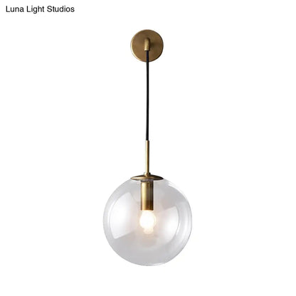 DecorBites™ DecorBites™ Modern Glass Wall Lamp Chrome/Brass/Black Finish, Single Bulb Vanity Sconce for Bedroom, 6"/8" Width