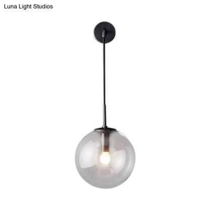 DecorBites™ DecorBites™ Modern Glass Wall Lamp Chrome/Brass/Black Finish, Single Bulb Vanity Sconce for Bedroom, 6"/8" Width