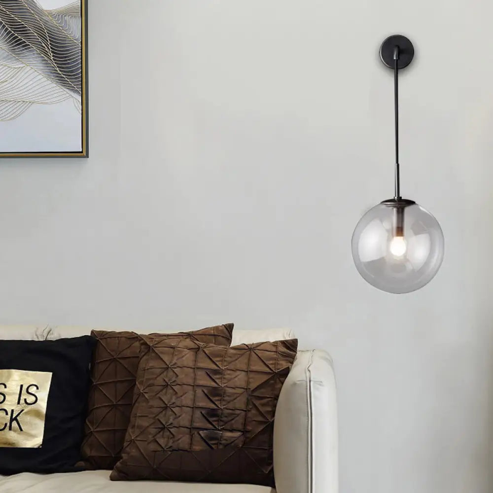 DecorBites™ DecorBites™ Modern Glass Wall Lamp Chrome/Brass/Black Finish, Single Bulb Vanity Sconce for Bedroom, 6"/8" Width