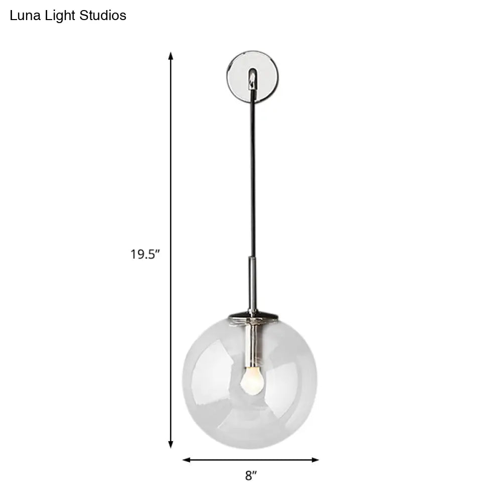 DecorBites™ DecorBites™ Modern Glass Wall Lamp Chrome/Brass/Black Finish, Single Bulb Vanity Sconce for Bedroom, 6"/8" Width