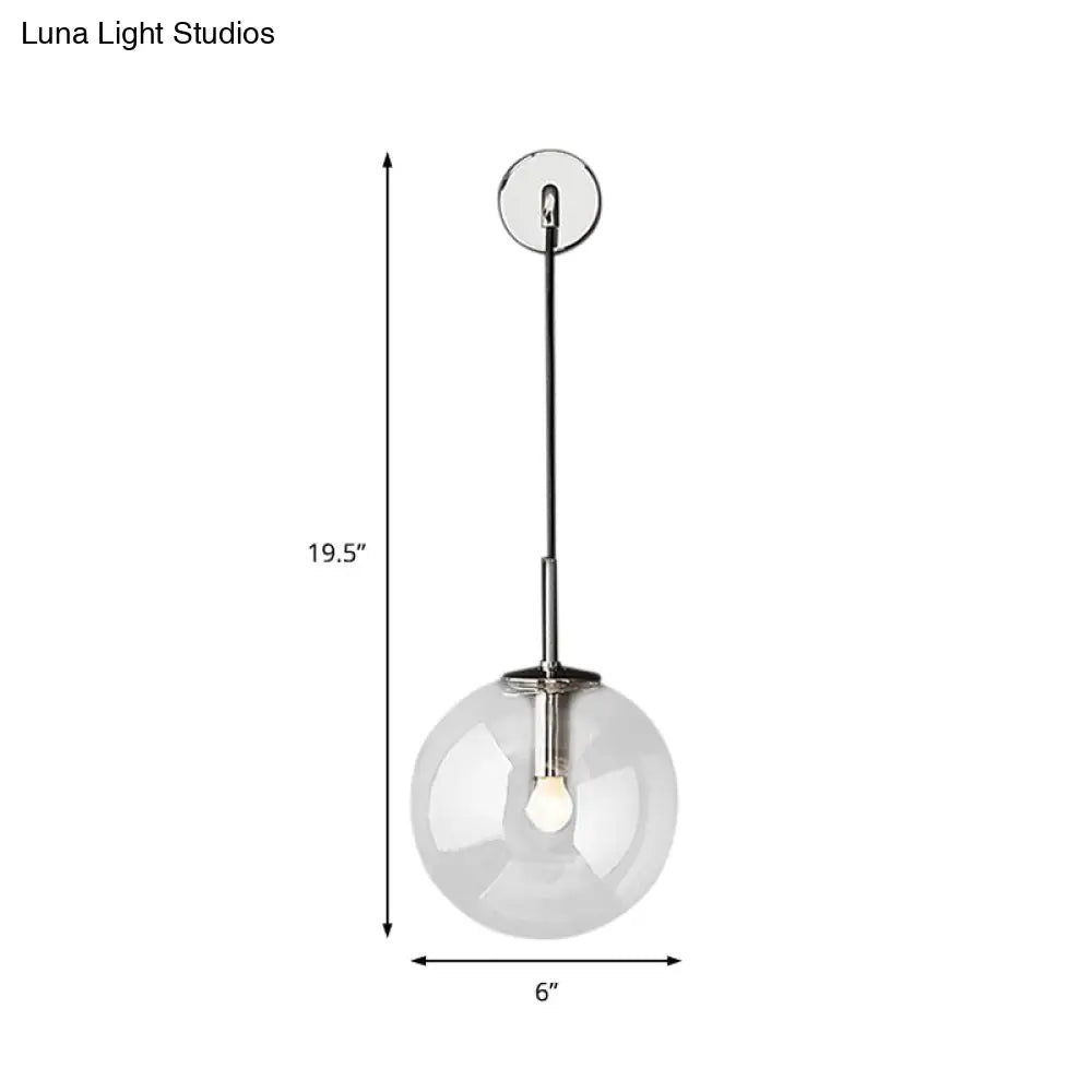 DecorBites™ DecorBites™ Modern Glass Wall Lamp Chrome/Brass/Black Finish, Single Bulb Vanity Sconce for Bedroom, 6"/8" Width