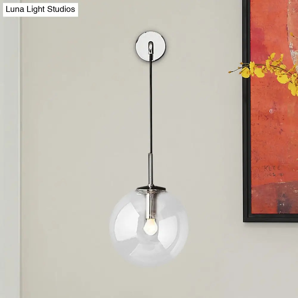 DecorBites™ DecorBites™ Modern Glass Wall Lamp Chrome/Brass/Black Finish, Single Bulb Vanity Sconce for Bedroom, 6"/8" Width