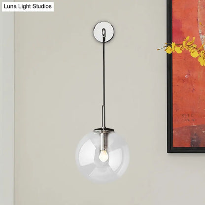 DecorBites™ DecorBites™ Modern Glass Wall Lamp Chrome/Brass/Black Finish, Single Bulb Vanity Sconce for Bedroom, 6"/8" Width