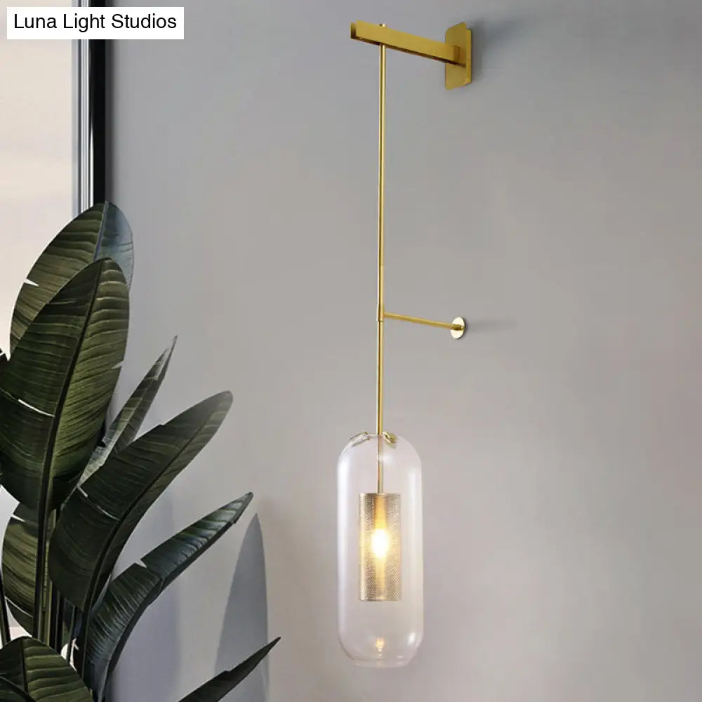 DecorBites™ DecorBites™ Modern Glass Wall Lamp with Brass Sconce and Mesh Guard