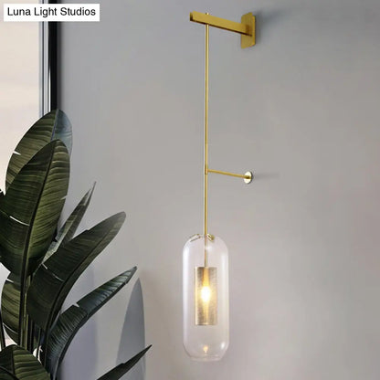 DecorBites™ DecorBites™ Modern Glass Wall Lamp with Brass Sconce and Mesh Guard