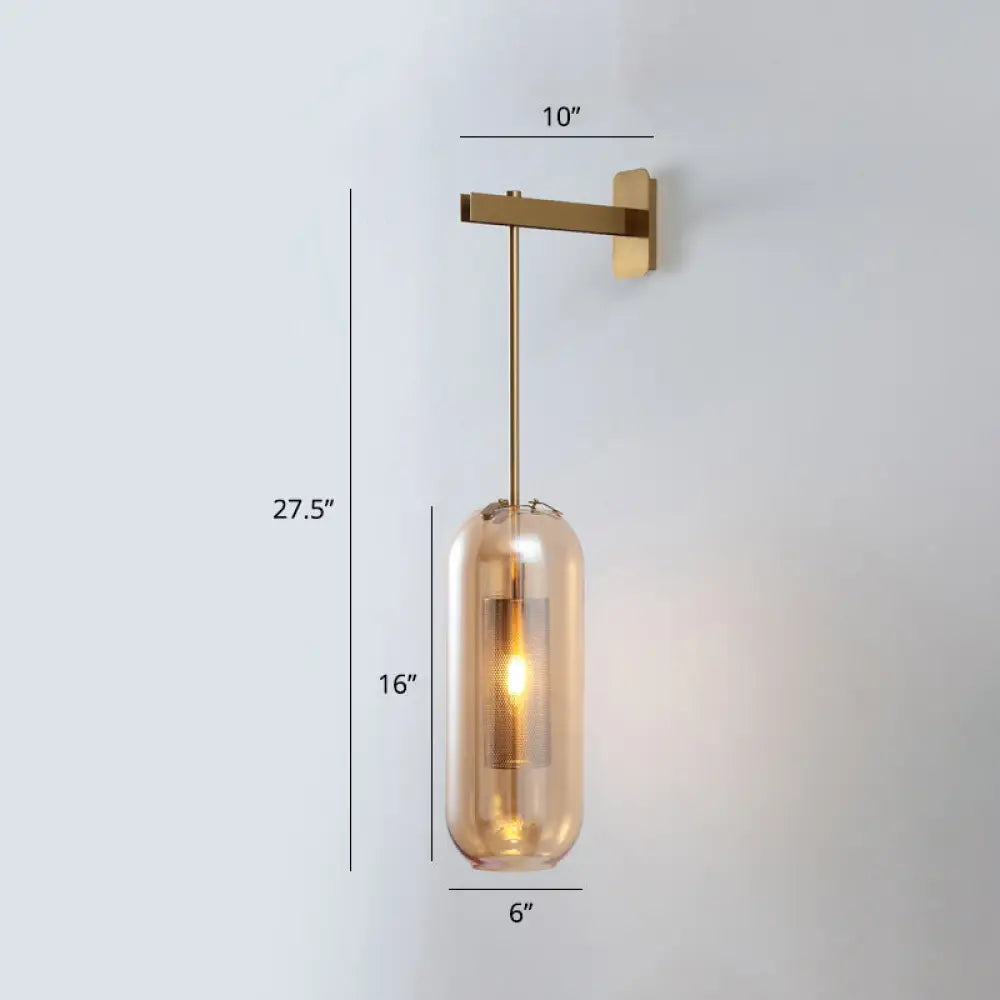 DecorBites™ DecorBites™ Modern Glass Wall Lamp with Brass Sconce and Mesh Guard