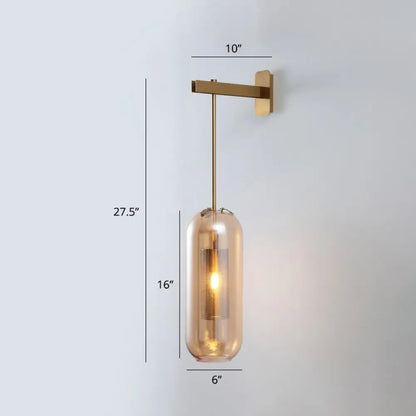 DecorBites™ DecorBites™ Modern Glass Wall Lamp with Brass Sconce and Mesh Guard