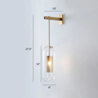 DecorBites™ DecorBites™ Modern Glass Wall Lamp with Brass Sconce and Mesh Guard