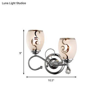DecorBites™ DecorBites™ Modern Glass Wall Lighting: 2-Bulb Bowl Sconce with Crystal Ball Chrome, Ideal for Living Room
