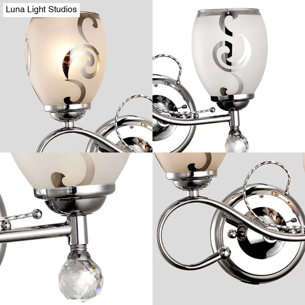 DecorBites™ DecorBites™ Modern Glass Wall Lighting: 2-Bulb Bowl Sconce with Crystal Ball Chrome, Ideal for Living Room