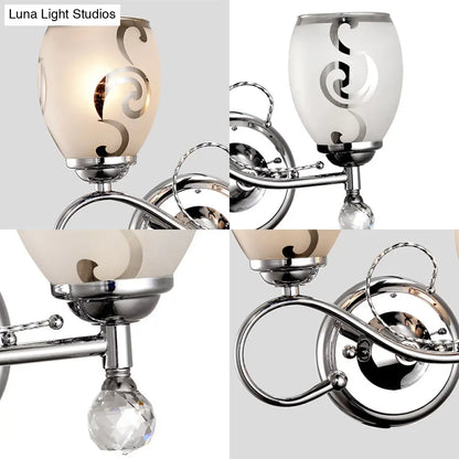 DecorBites™ DecorBites™ Modern Glass Wall Lighting: 2-Bulb Bowl Sconce with Crystal Ball Chrome, Ideal for Living Room