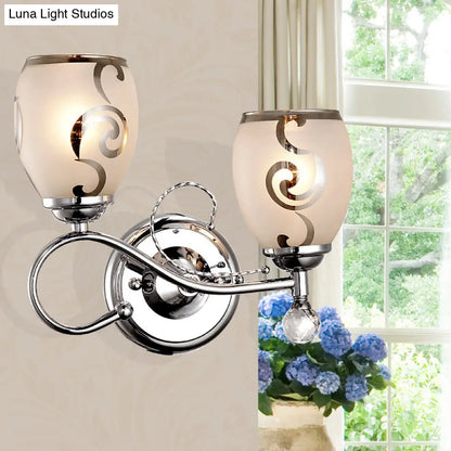 DecorBites™ DecorBites™ Modern Glass Wall Lighting: 2-Bulb Bowl Sconce with Crystal Ball Chrome, Ideal for Living Room