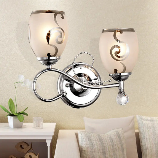 DecorBites™ DecorBites™ Modern Glass Wall Lighting: 2-Bulb Bowl Sconce with Crystal Ball Chrome, Ideal for Living Room