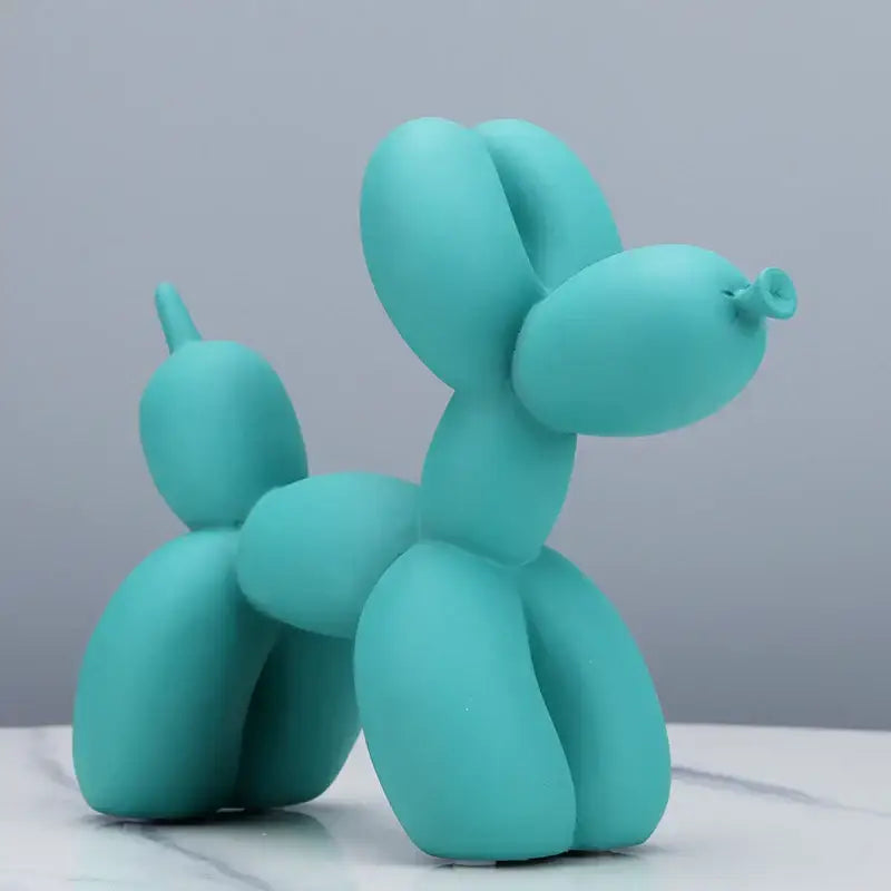Turquoise balloon dog sculpture with smooth matte finish modern glossy balloon dog living room decor