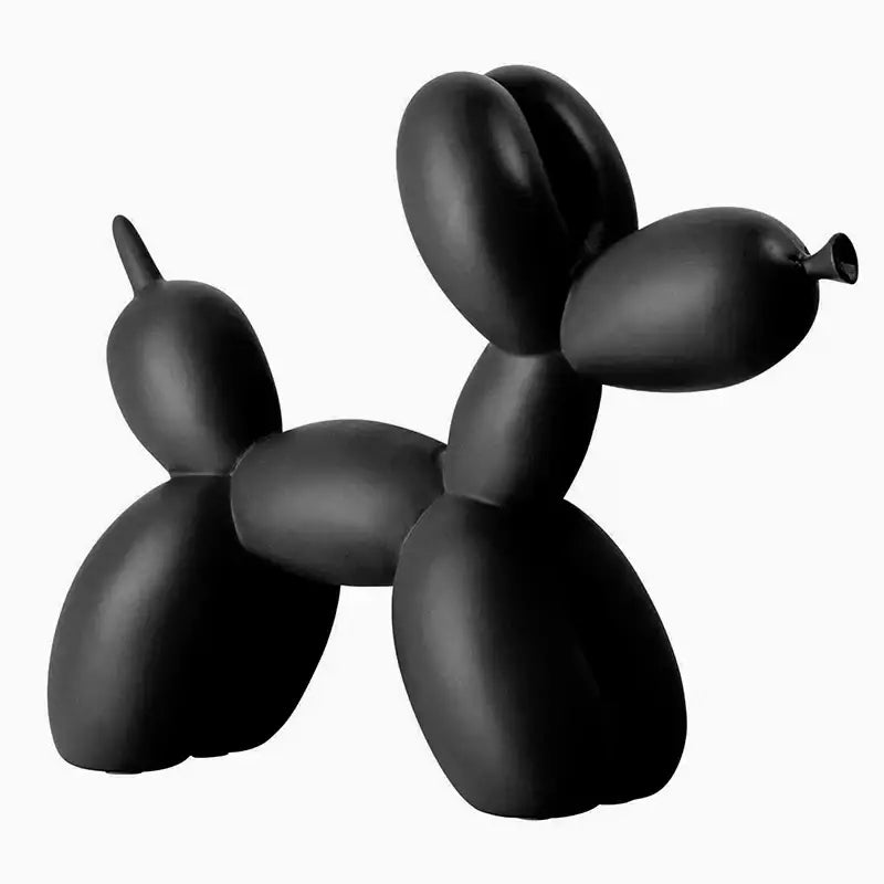 Black balloon dog sculpture with smooth glossy finish modern living room animal decor figurine