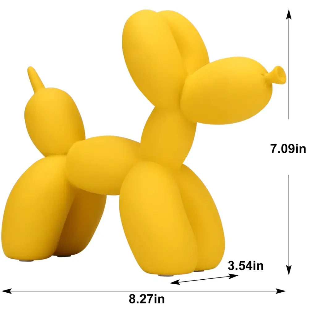 Yellow modern glossy balloon dog sculpture figurine for living room animal decor