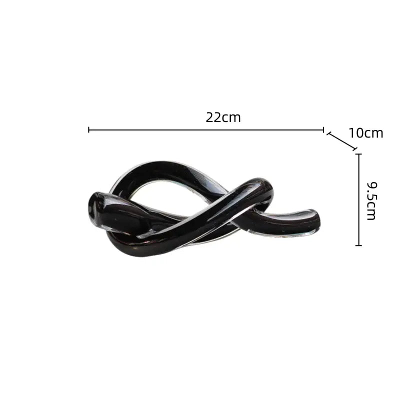 Modern glossy black geometric glass sculpture knot decorbites glass sculpture twine for living room decor