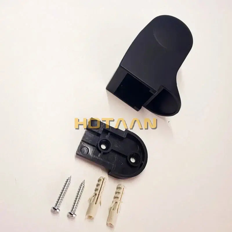 Modern glossy black shower holder wall mounted bracket made of black plated abs with two mounting plates and hardware