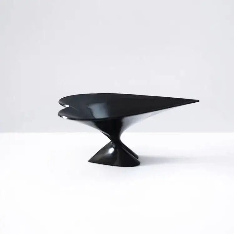 Modern glossy black ceramic decorbites geometric fruit plate with abstract bird design ideal for fruit plate jewelry tray