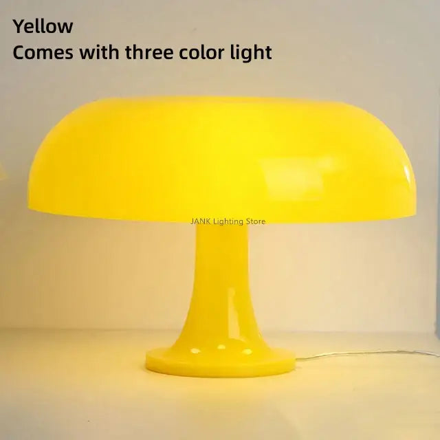 Modern glossy orange mushroom table lamp with led mushroom table lighting and three-color options for bedroom use