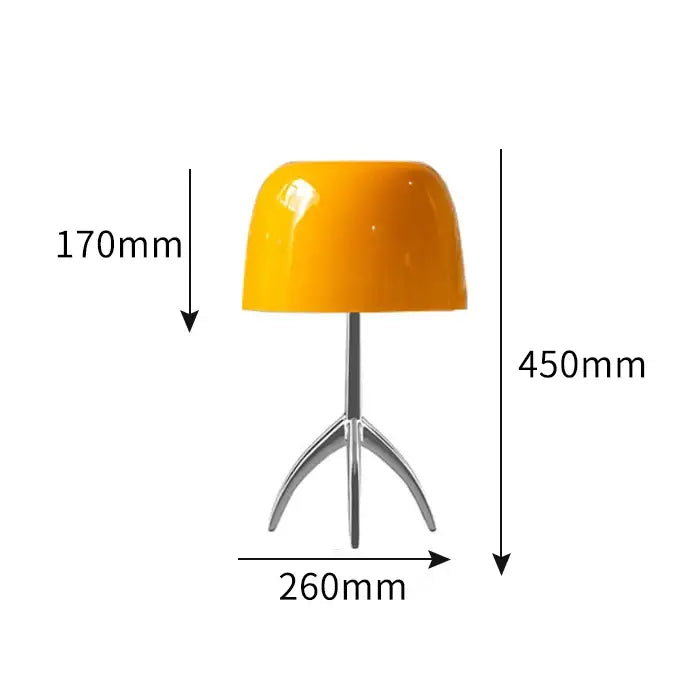 Modern glossy red candy color table light with vibrant orange glossy lampshade on chrome tripod base decorbites candy color