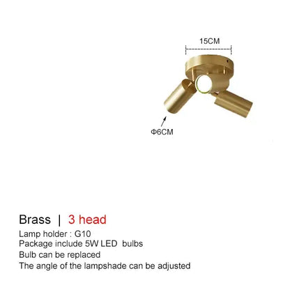 Modern gold brass ceiling lamp with three adjustable lamp heads decorbites adjustable led chandelier for living room decor