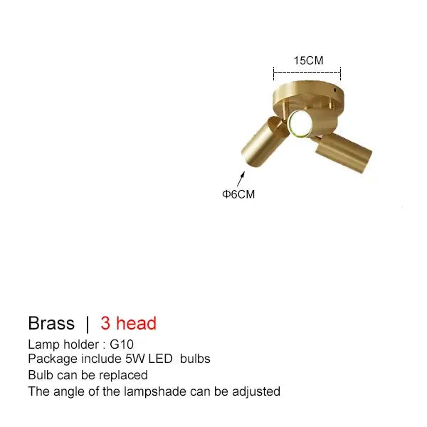 Modern gold brass ceiling lamp with three adjustable lamp heads decorbites adjustable led chandelier for living room decor