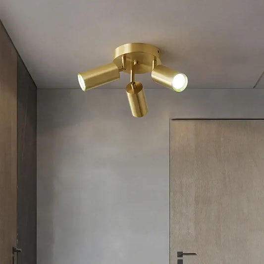 Modern gold 3-light adjustable led chandelier ceiling lamp with three cylindrical heads for living room decorbites lighting