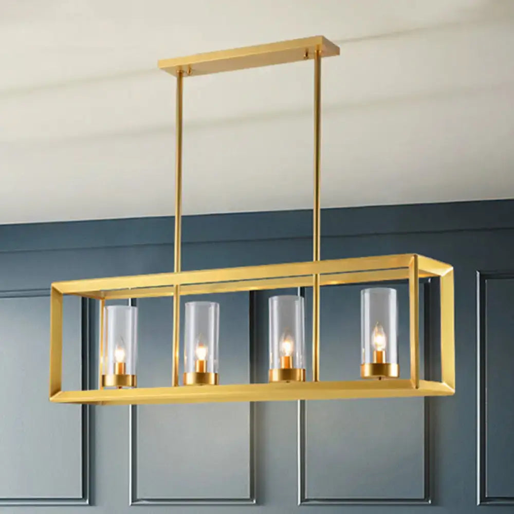 DecorBites gold pendant light with clear glass candle-style bulbs perfect for dining room island lighting