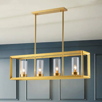 DecorBites gold pendant light with clear glass candle-style bulbs perfect for dining room island lighting
