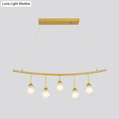 Gold-toned decorbites™ modern 5-bulb island pendant light with clear glass shades for 220v-240v and 110v-120v use