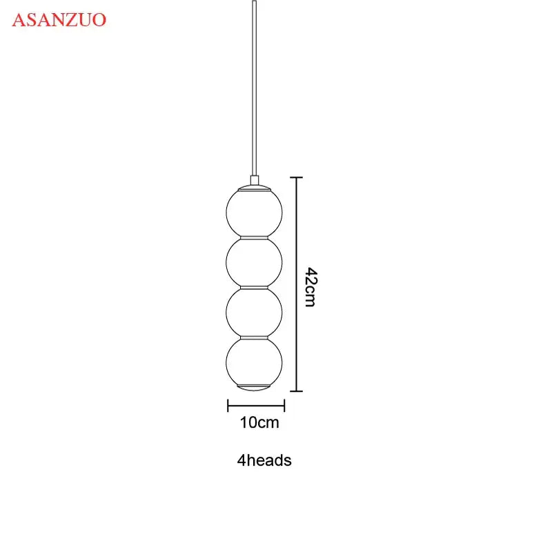Asanzuo modern gold pendant lights with four vertically stacked glass ball shades for dining room decorbites glass ball