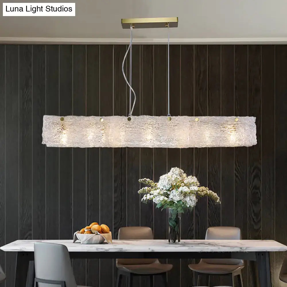 Decorbites modern 9-light island pendant in gold with transparent crackle glass shade for 110v-120v and 220v-240v use