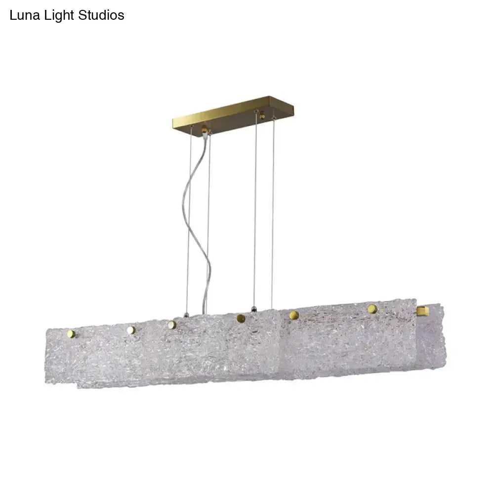 Decorbites™ modern 9-light island pendant in gold with transparent crackle glass and brass accents for 220v-240v use