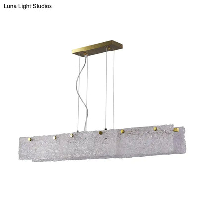 Decorbites™ modern 9-light island pendant in gold with transparent crackle glass and brass accents for 220v-240v use