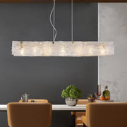 Decorbites modern 9-light island pendant with transparent crackle glass and gold accents for 220v-240v and 110v-120v use